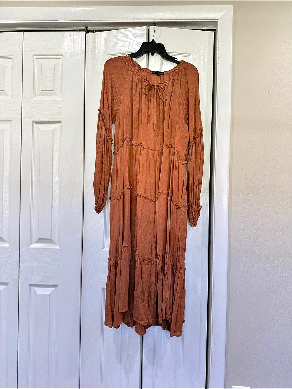 Brown Long Sleeve Maxi Dress